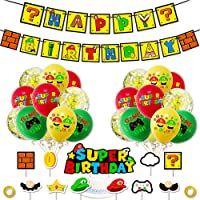 BESTZY Super Mario Decoración para Fiestas de Cumpleaños 34PCS Super Mario Bros para fiesta de cumpleaños Tarjetas de…